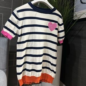 Striped Sweater with Heart Patch